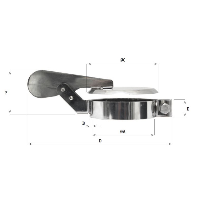 Regenklappe Di 114 mm, mit Dämpfung Hitzebeständig Lackiert schwarz